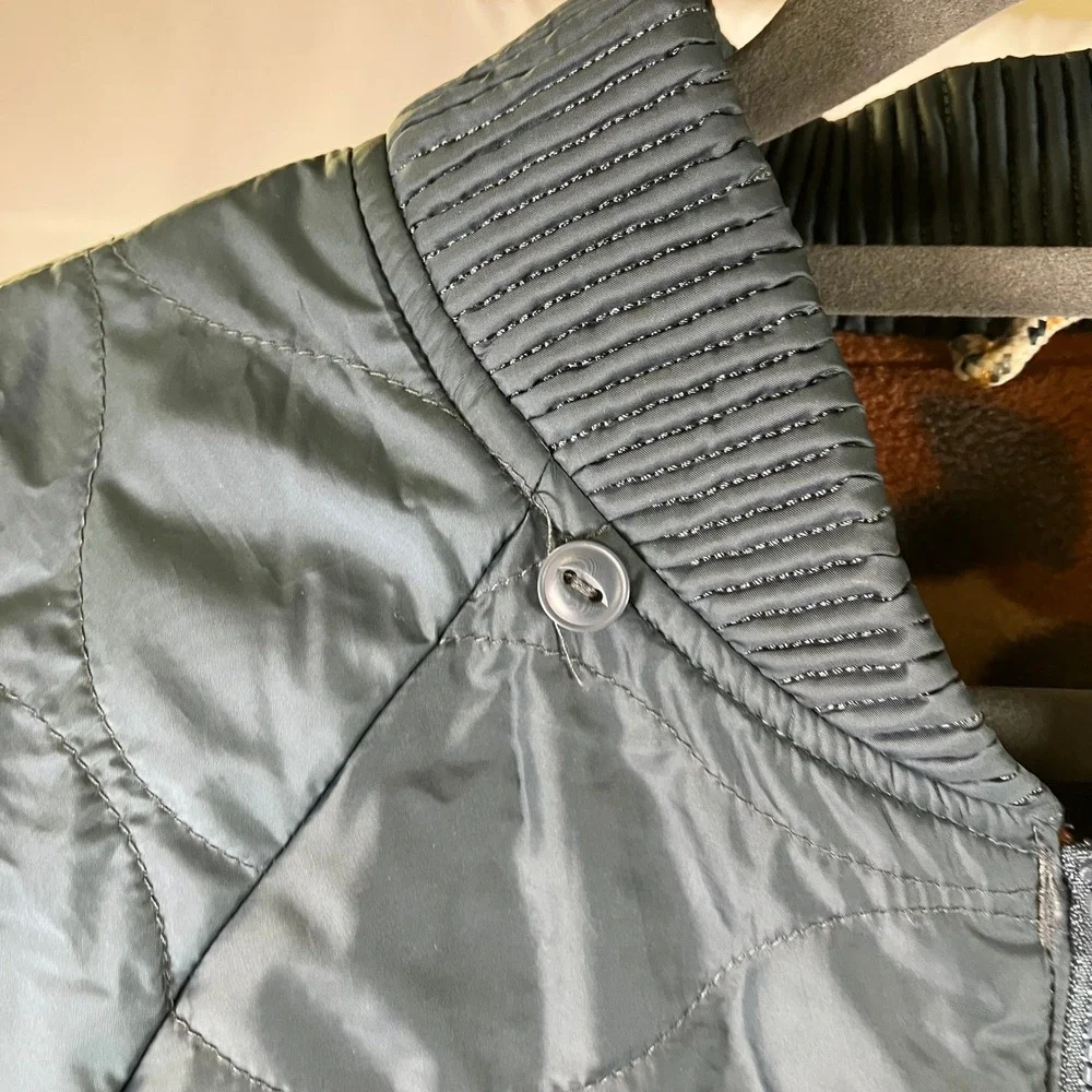 Columbia‎ Reversible Quilted Bomber Jacket Mens Large Full Zip Camo Fleece Blue